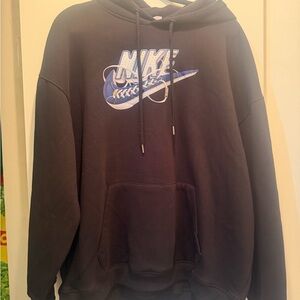 Nike Black Hoodie with Blue Graphic Logo